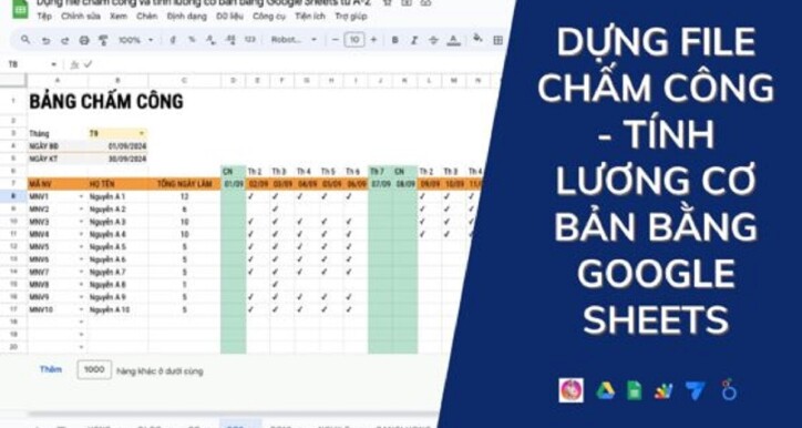 Từng bước dựng file chấm công – tính lương cơ bản bằng Google sheets từ A-Z